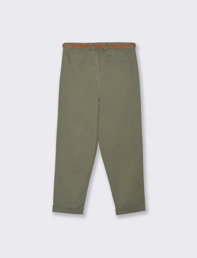 Pantalone con cintura e risvolto elegante - Verde salvia