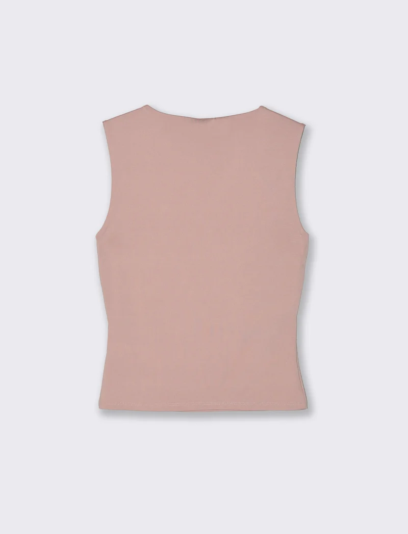 Top asimmetrico con dettaglio gioiello - Rosa antico