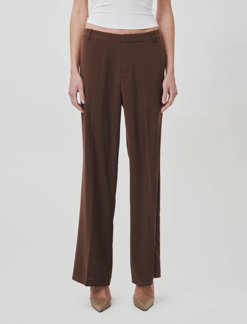 Pantalone Gamba Larga con Pinces Retro - Marrone cioccolato