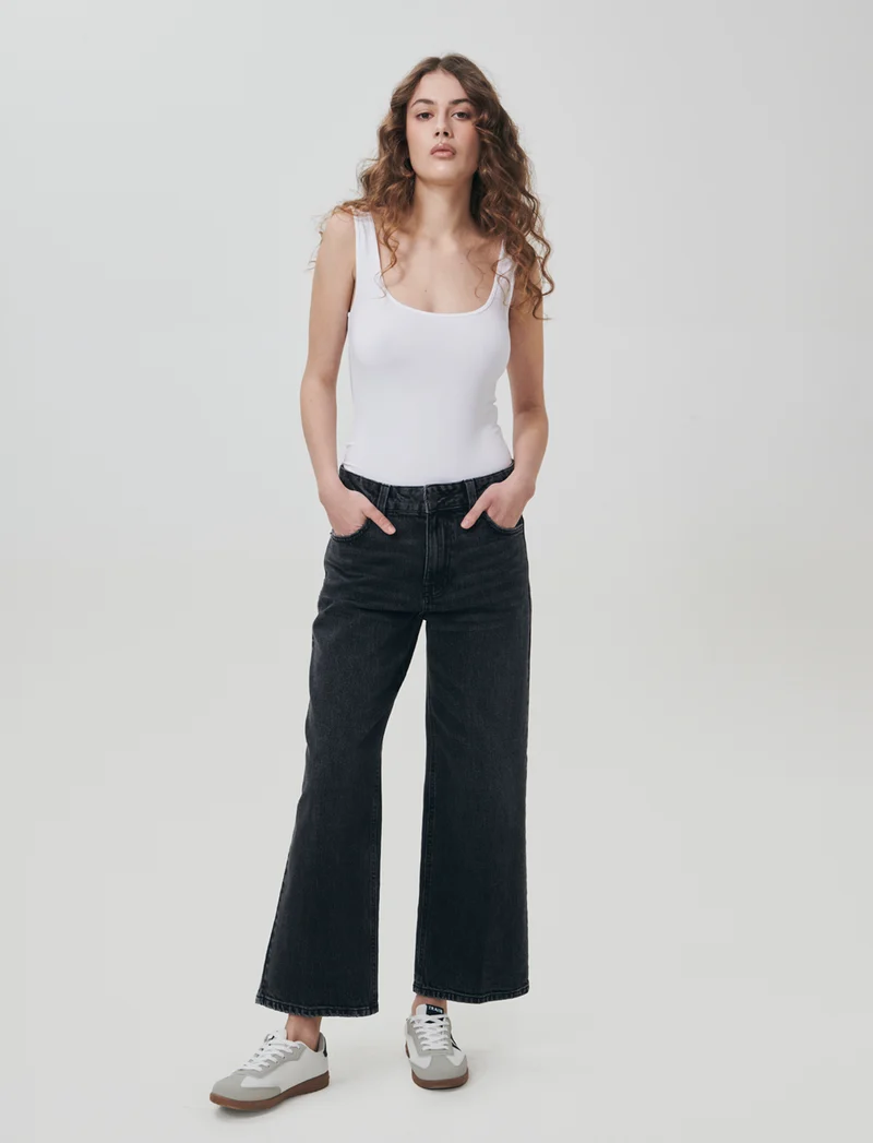 Jeans Gamba Dritta Lunghezza Caviglia - Nero