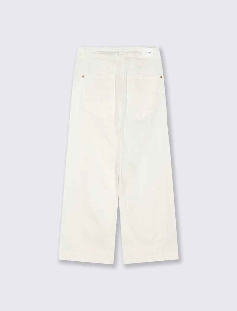 Jeans Gamba Larga Crop - Bianco