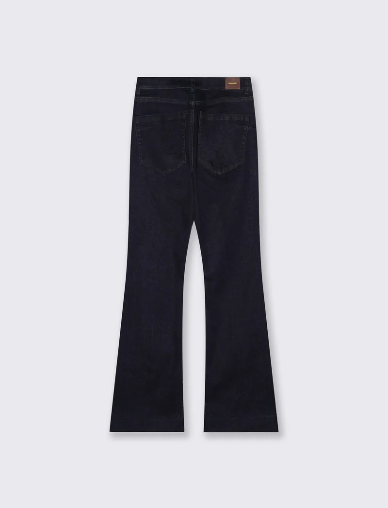 Jeans a Zampa Vita Alta con Tasche - Denim