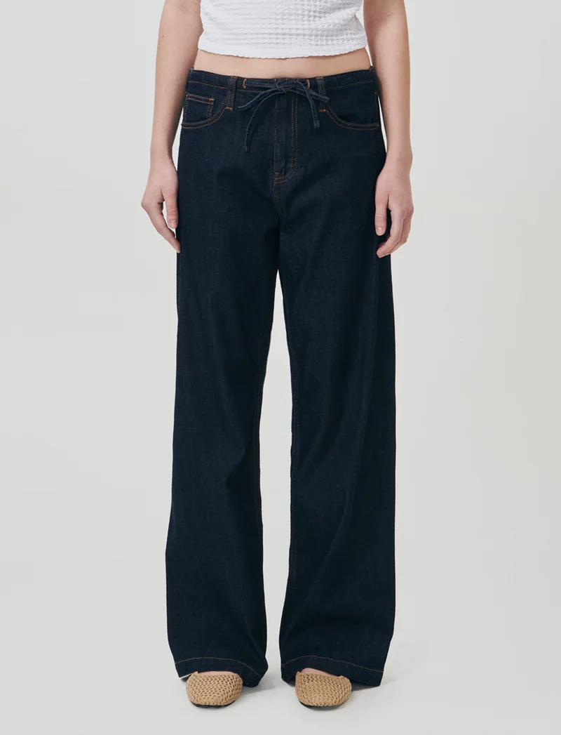 Jeans con Coulisse e Tasche Americane - DENIM SCURO