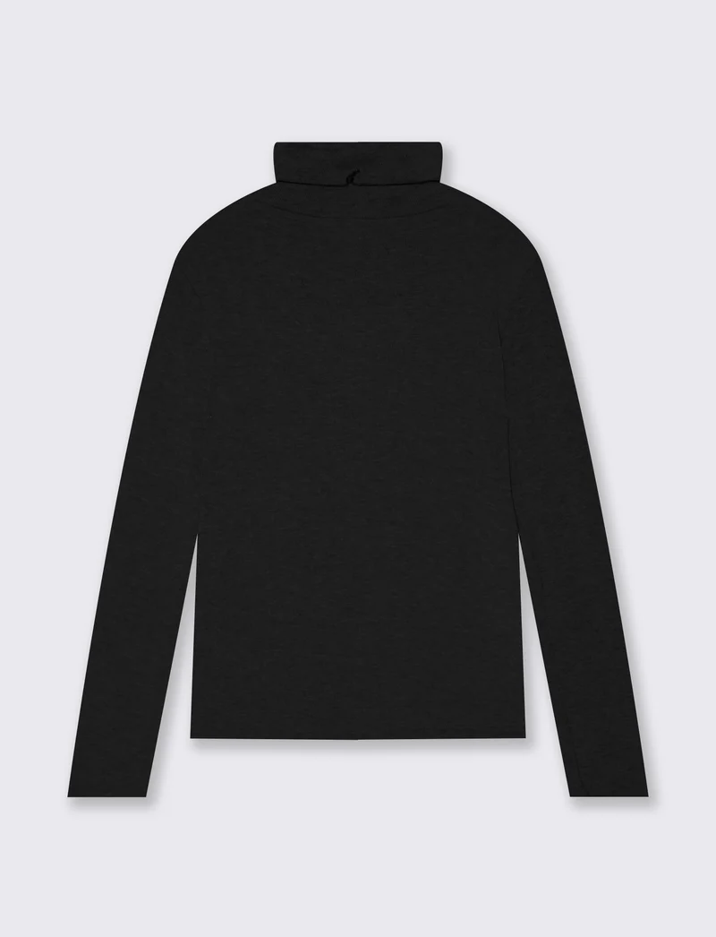 Maglia collo alto con collana - Nero