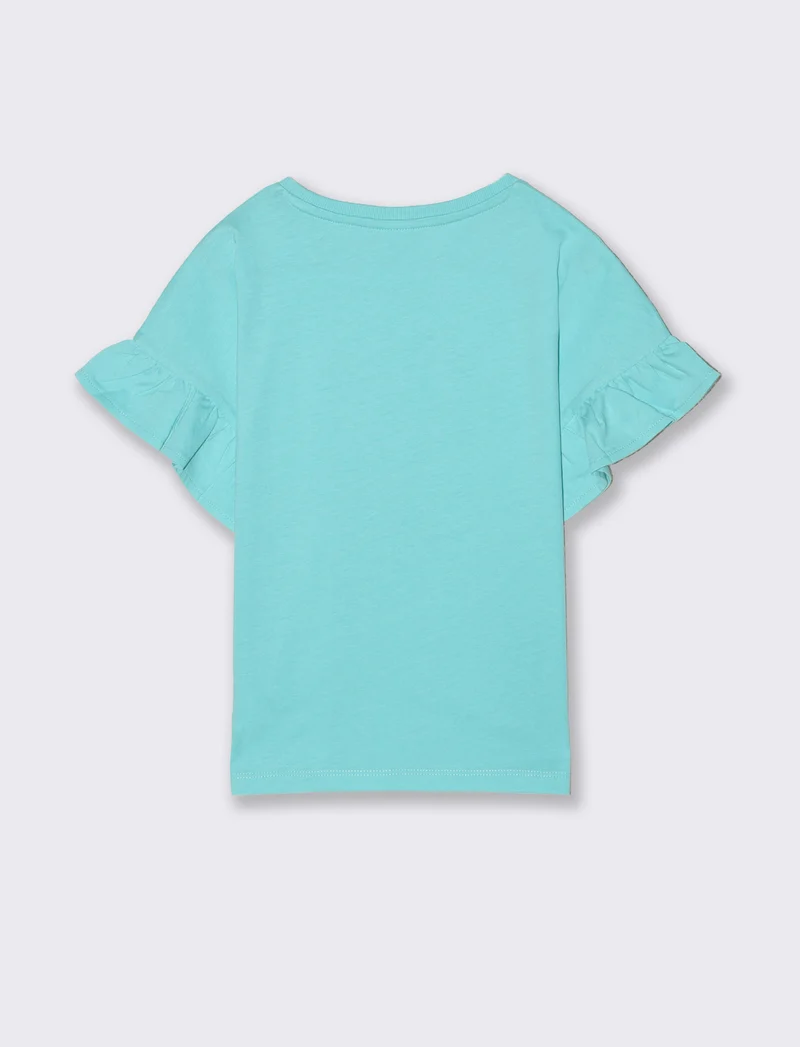 T-shirt mezza manica con cuore crochet - Verde acqua
