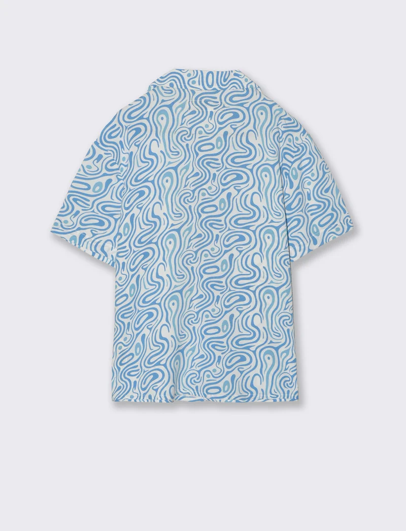 Camicia stampata in viscosa per l'estate - Azzurro