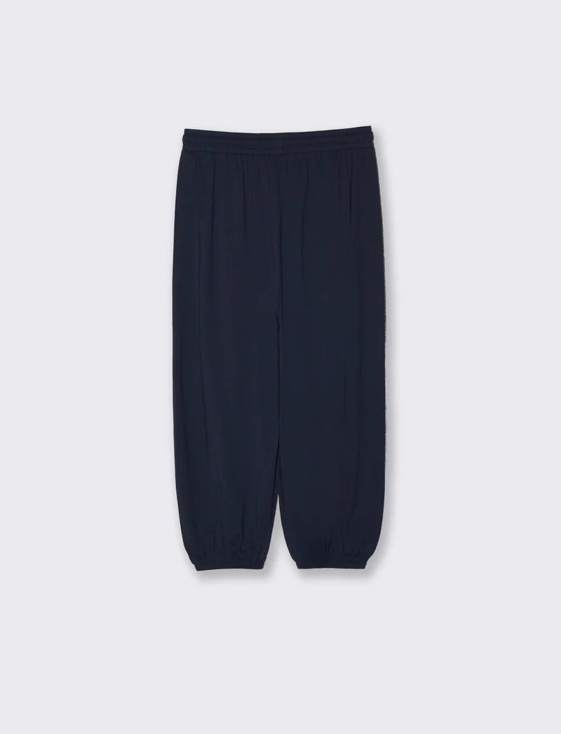 Pinocchietto in cotone con elastico vita - Blu