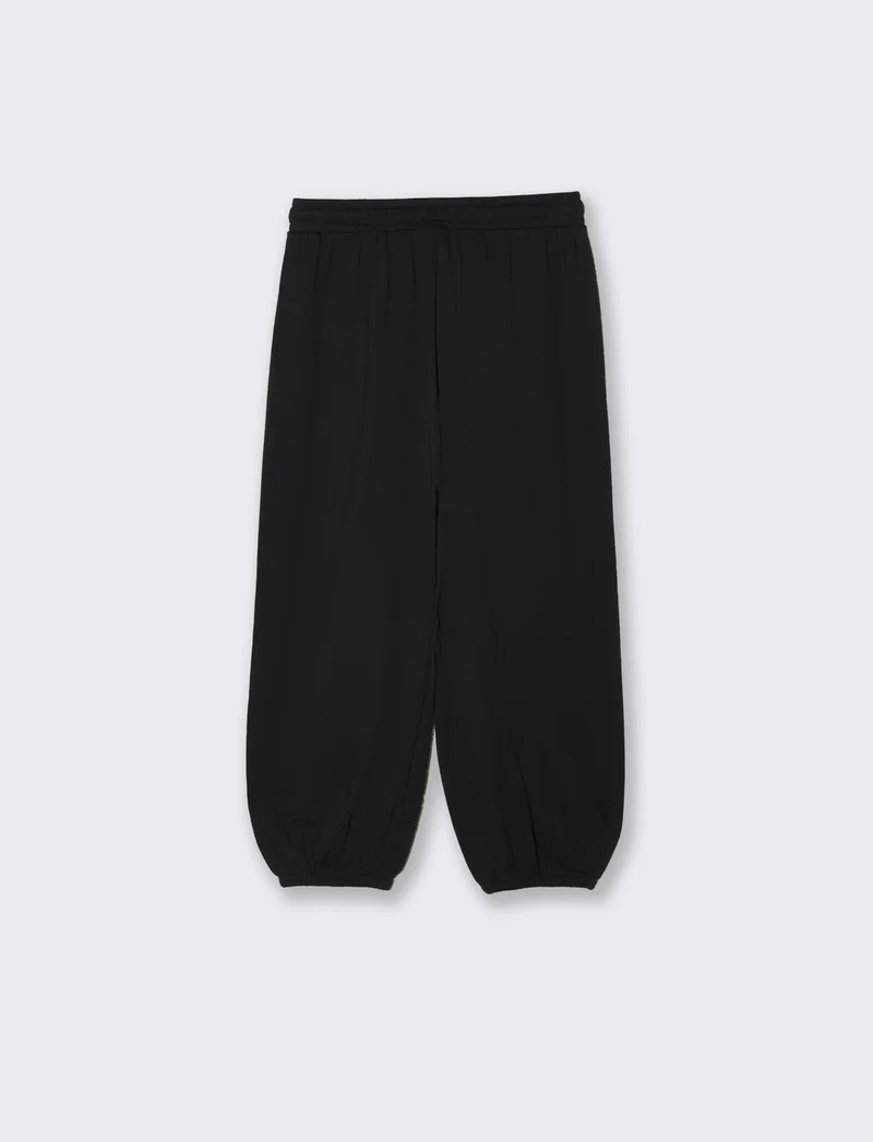 Pinocchietto in cotone con elastico vita - Nero