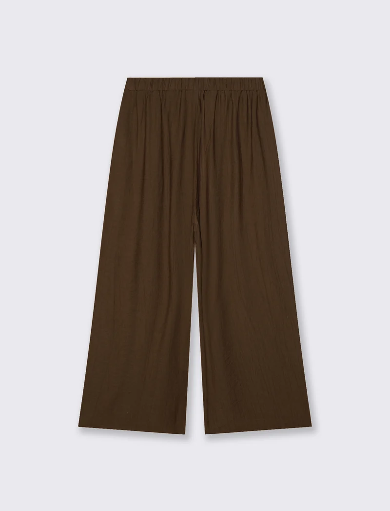 Pantalone Culotte con Elastico in Vita - Marrone cioccolato