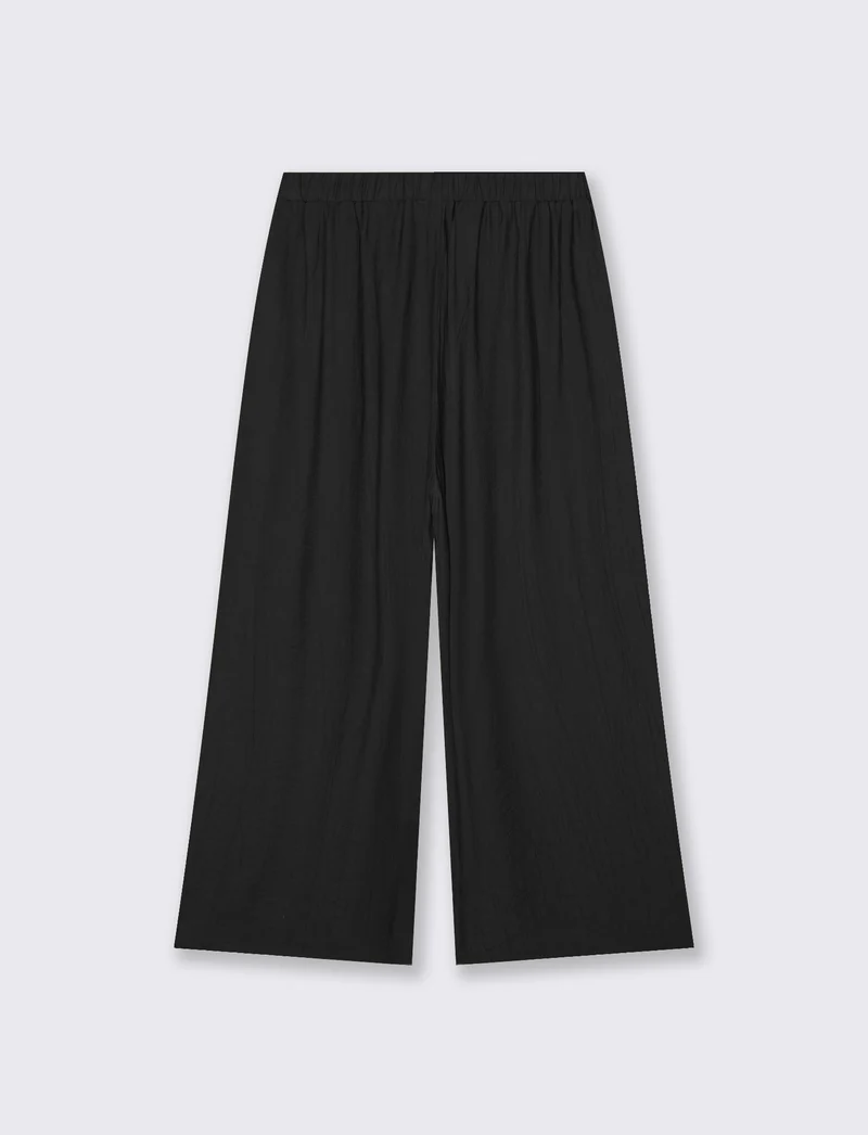 Pantalone Culotte con Elastico in Vita - Nero