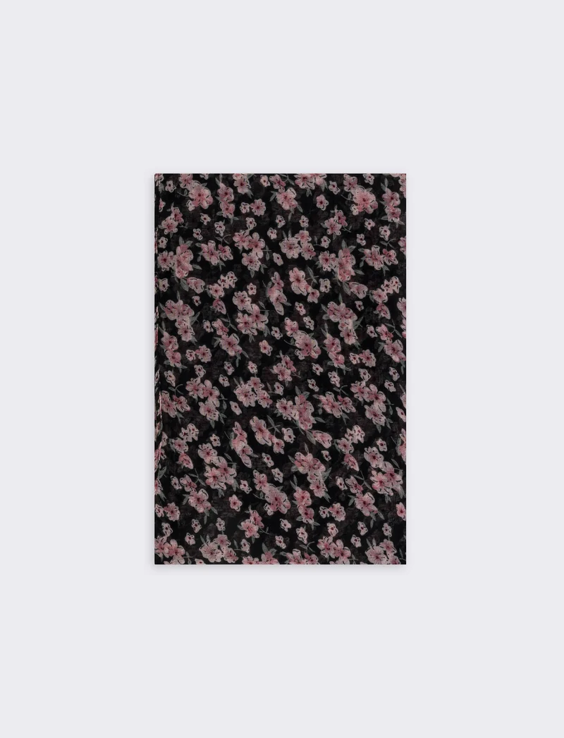 Foulard basic con stampa floreale - Nero