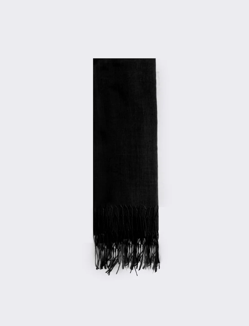 Foulard con frange unito elegante - Nero