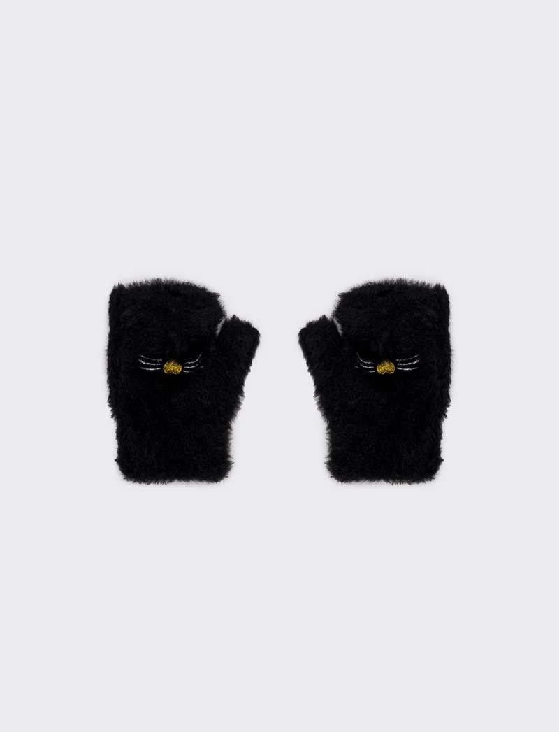 Guanti gattina bambina - Nero