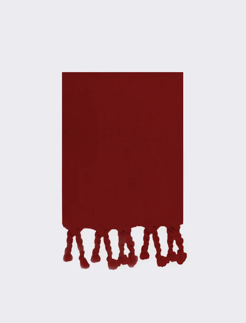 Foulard unito con frange torciglioni donna - Rosso
