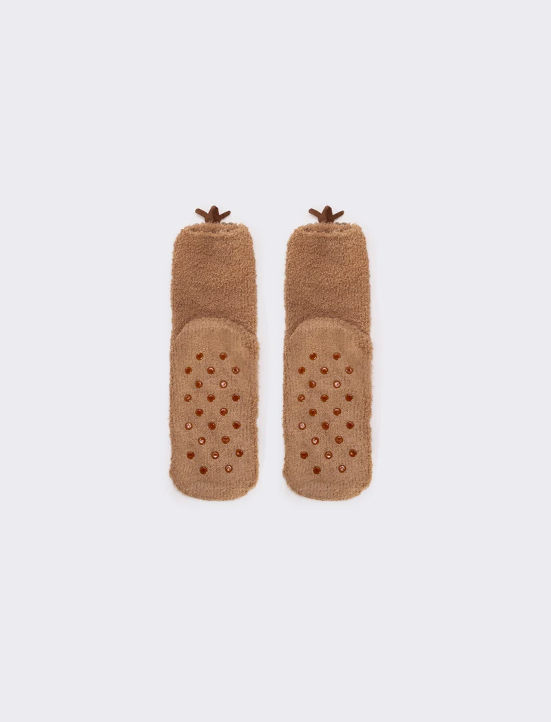 Calzino antiscivolo donna renna - Beige
