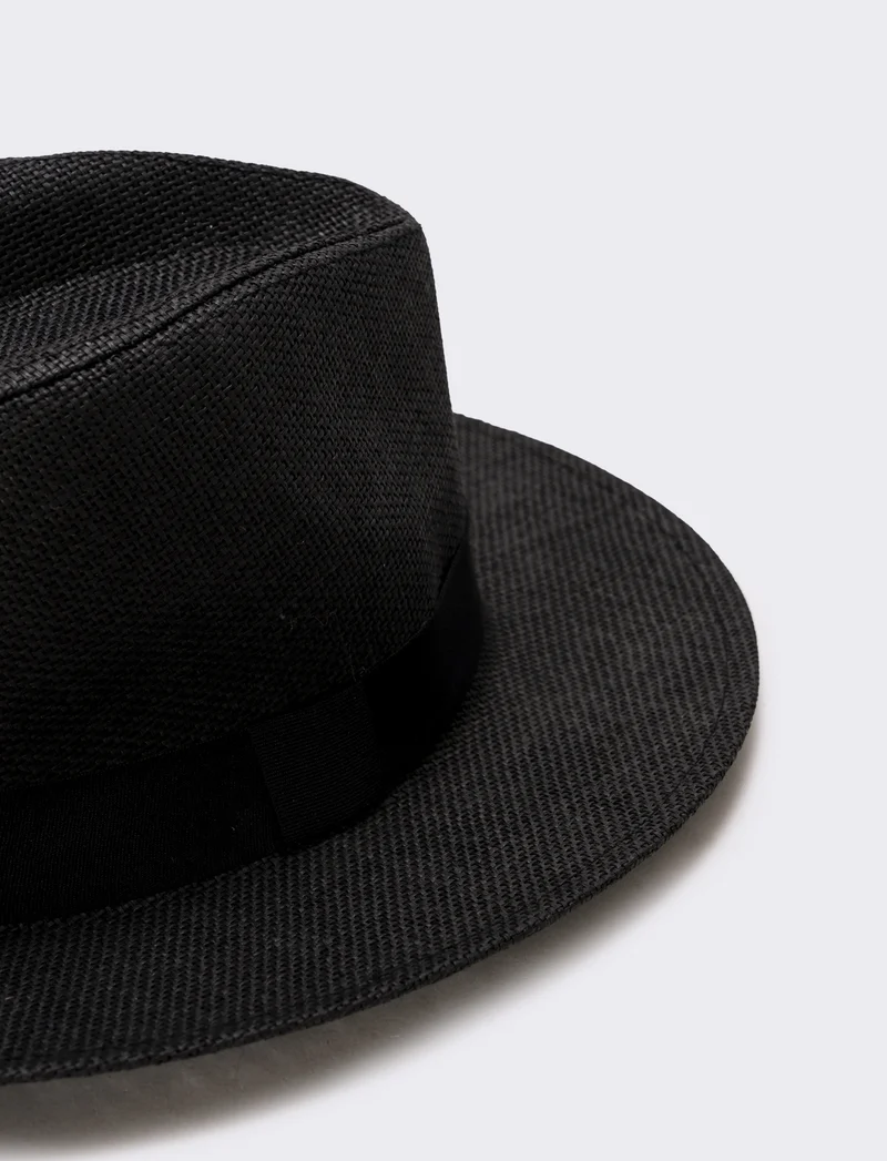 Cappello Panama Uomo con Banda Nera - Nero