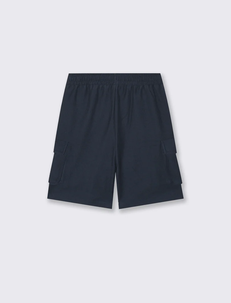 Bermuda in felpa 100% cotone con tasconi - Blu