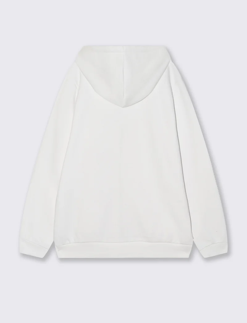 Felpa Basic con Cappuccio e Cerniera - Bianco