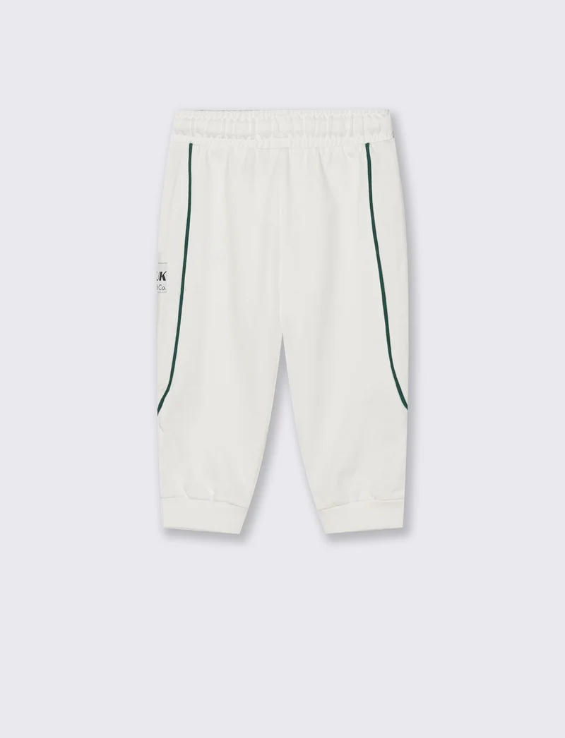 Jogger in felpa con patch e comfort - Bianco latte