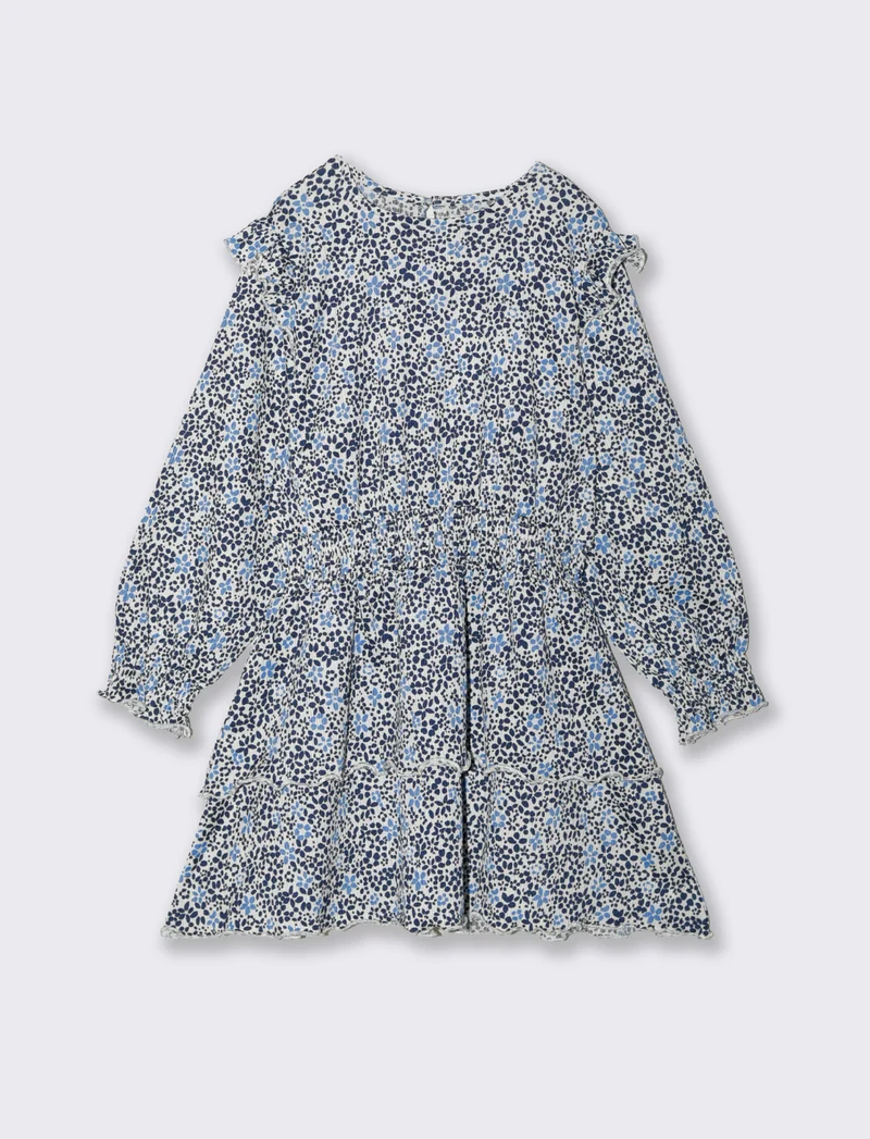 Abito in tessuto increspato per bambina - Blu