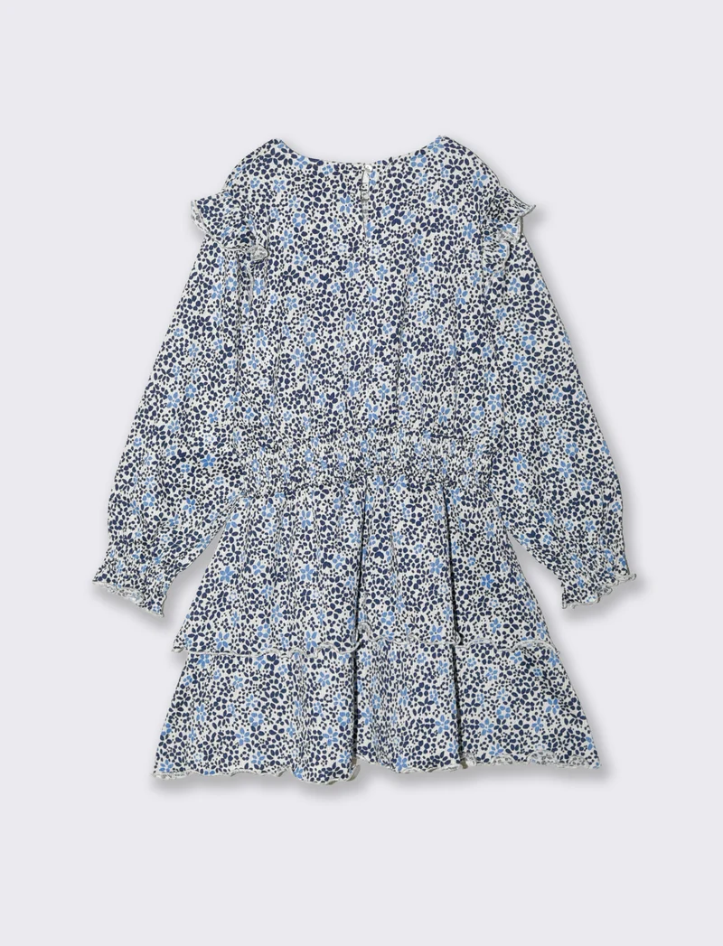 Abito in tessuto increspato per bambina - Blu