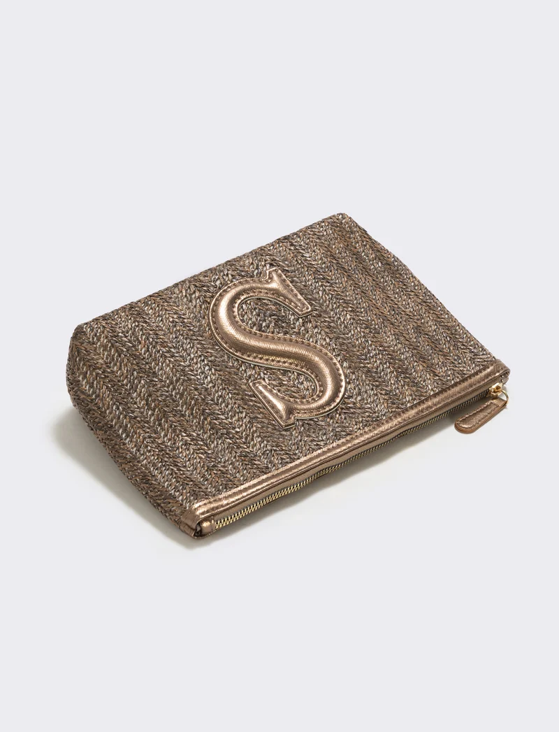Pochette effetto paglia con lettera - Var 7