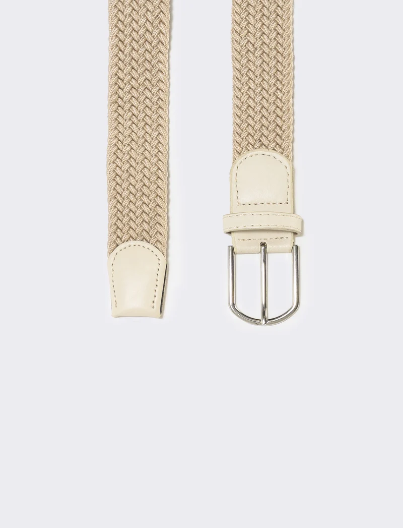 Cintura elastica intrecciata uomo - Beige