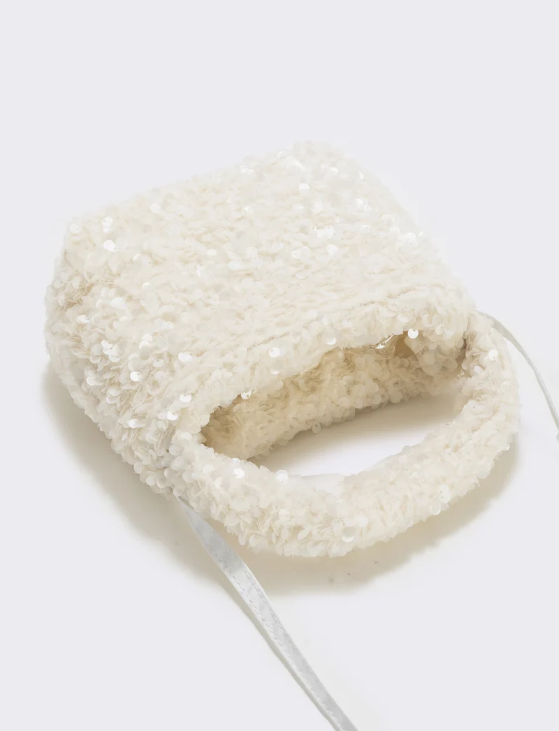 Borsetta bambina con paillettes brillanti - Bianco