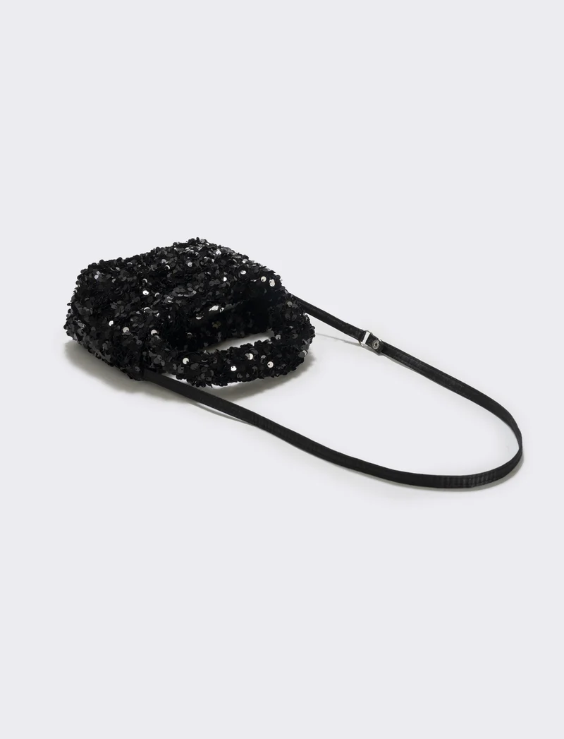 Borsetta bambina con paillettes brillanti - Nero