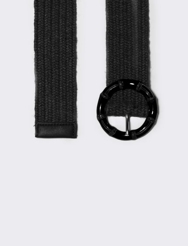 Cintura elastica effetto paglia - Nero