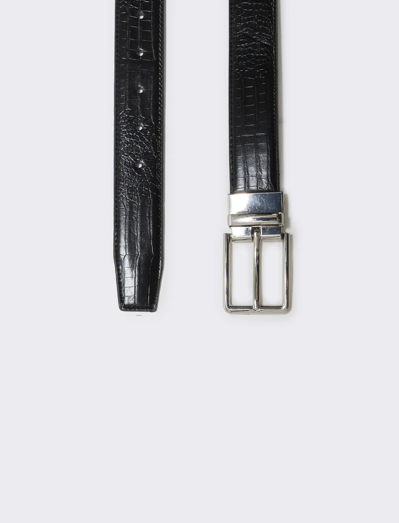 Cintura double face cocco e liscia - Nero