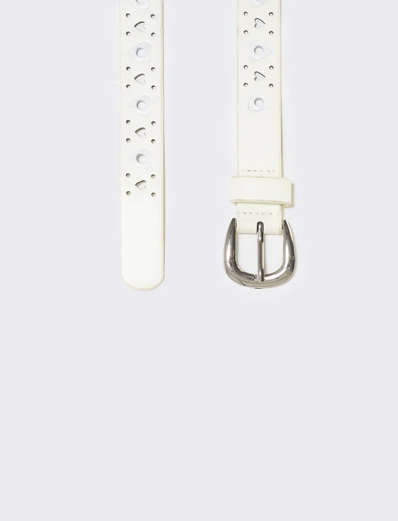 Cintura asole con cuoricini decorativi - Bianco