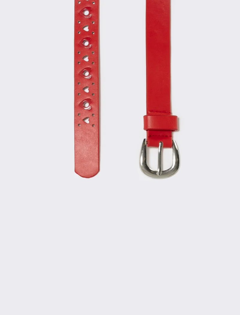 Cintura asole con cuoricini decorativi - Rosso
