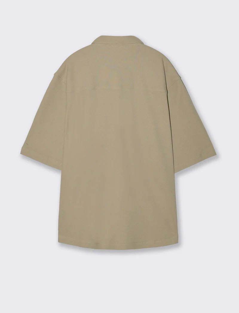 Camicia Micro Waffle con Colletto Francese - Verde salvia