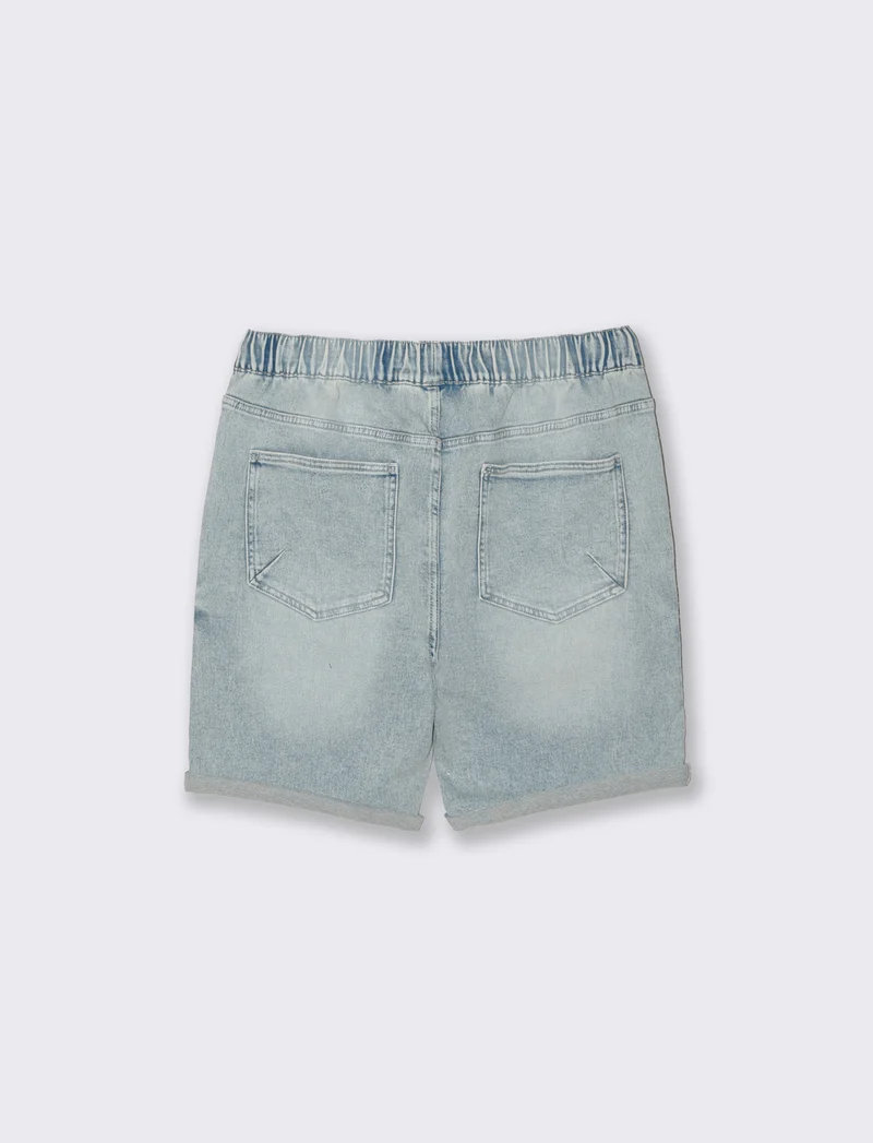 Bermuda in knitting effetto denim fit - Denim chiaro