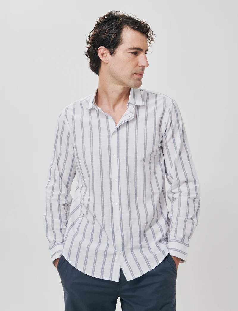Camicia a righe con collo francese - CARTA DA ZUCCHERO