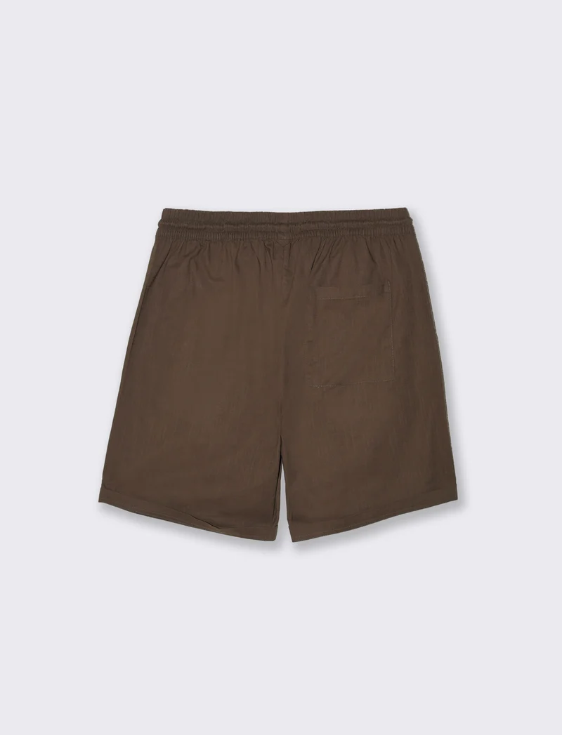 Bermuda Jogger in Cotone Slub con Tasche - Moro