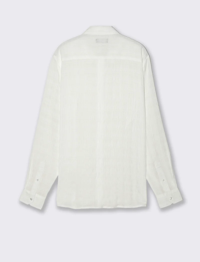 Camicia Goffrata a Quadri Regular Fit - Bianco