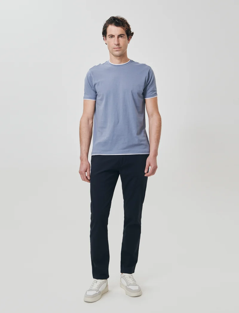 Pantaloni Chino Slim Fit in Cotone Ottoman - Blu