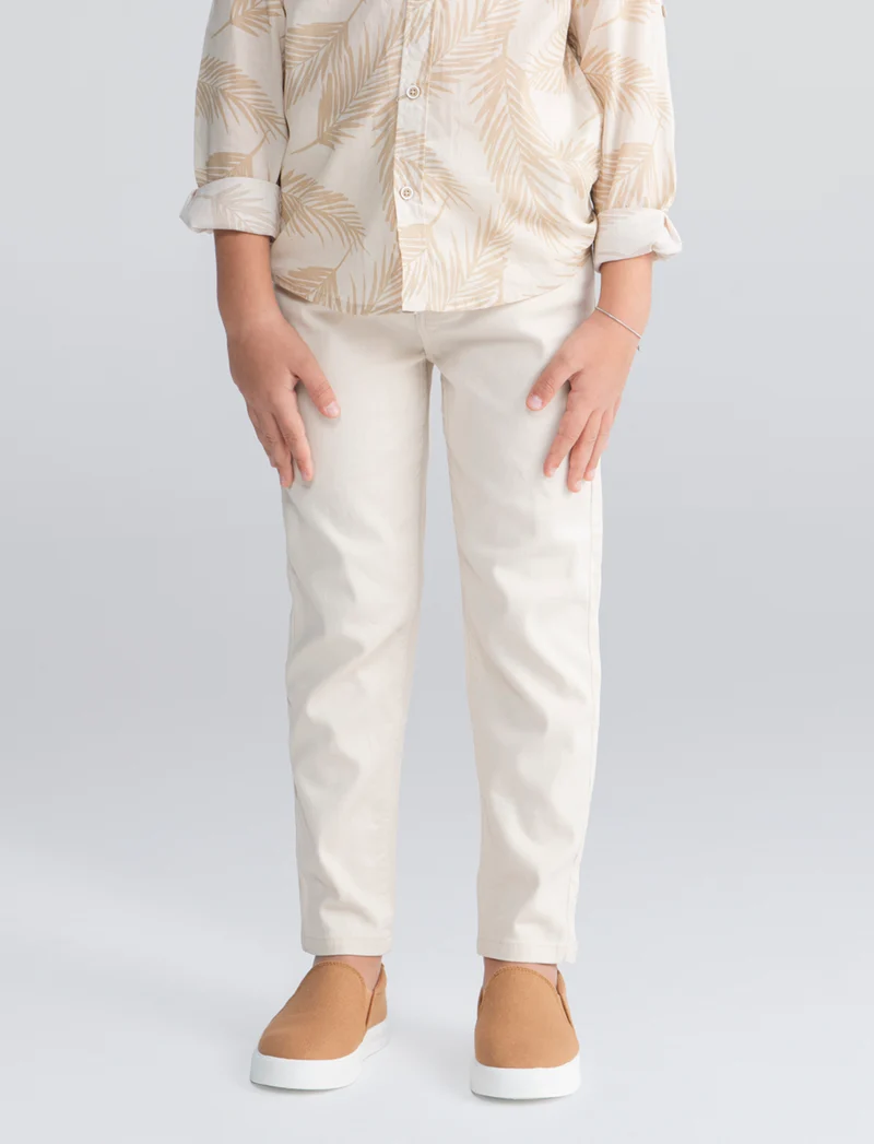 Pantaloni Cinque Tasche in Cotone Elastico - Beige