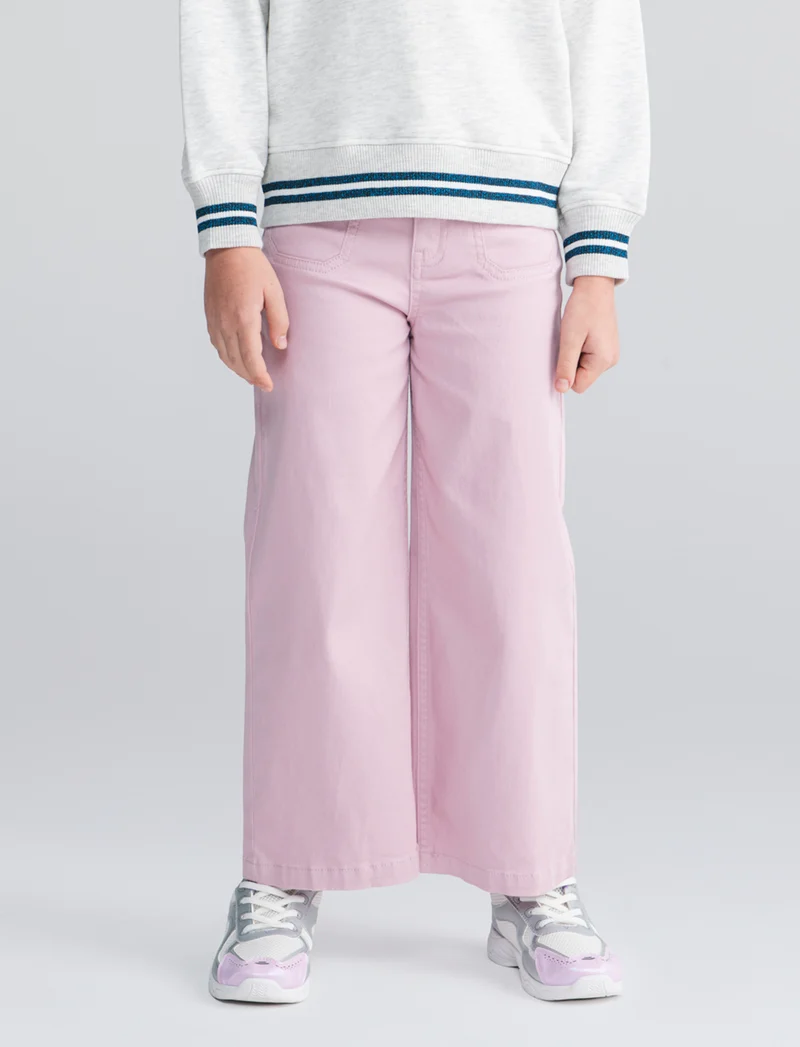 Pantalone gamba larga in cotone per bambina - Rosa chiaro