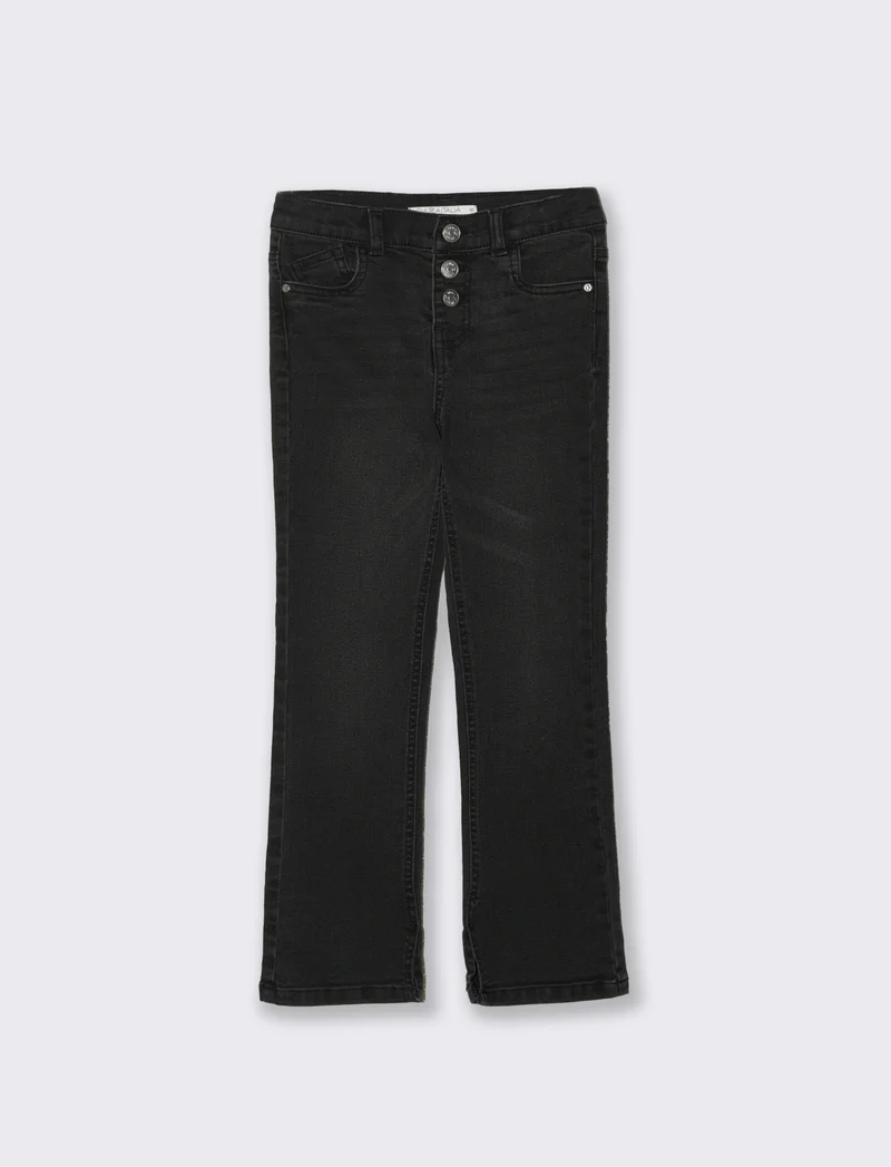 Jeans flare fit elastico per bambina - Nero