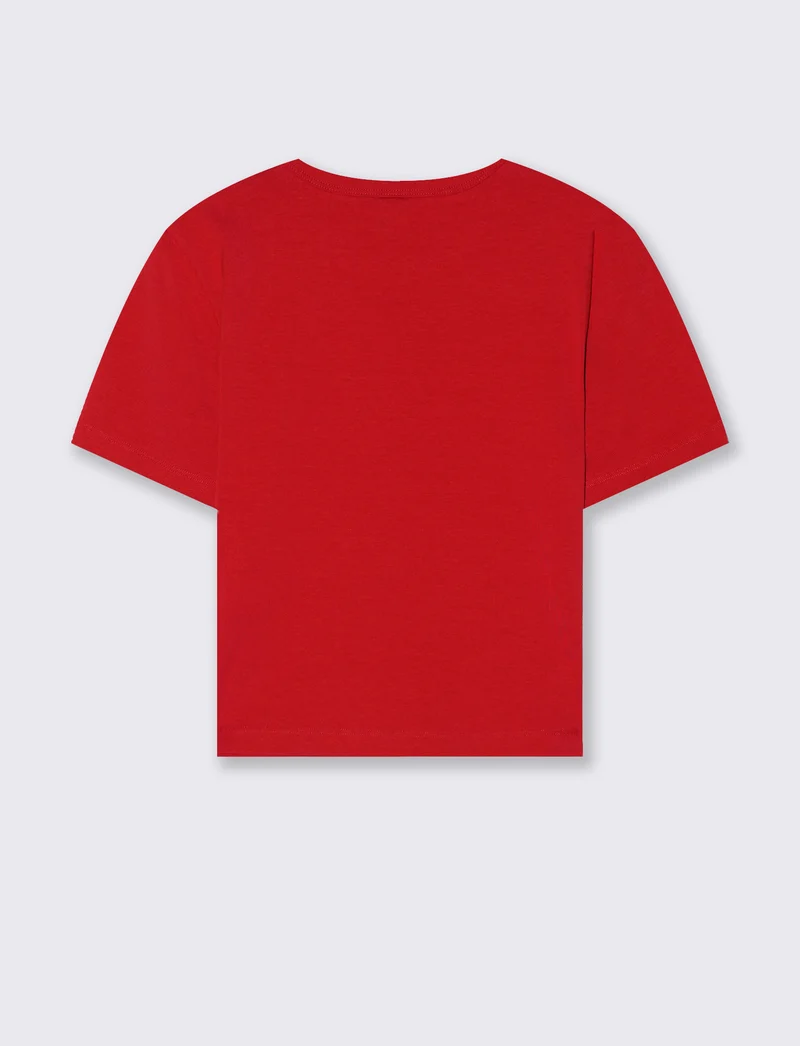 T-Shirt Basica Crop Manica Corta - Rosso