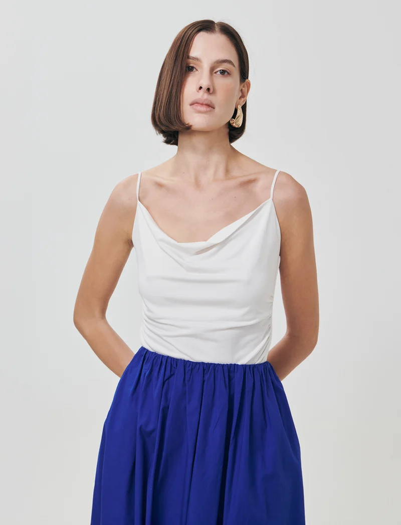 Body con spalline e scollo morbido - Avorio