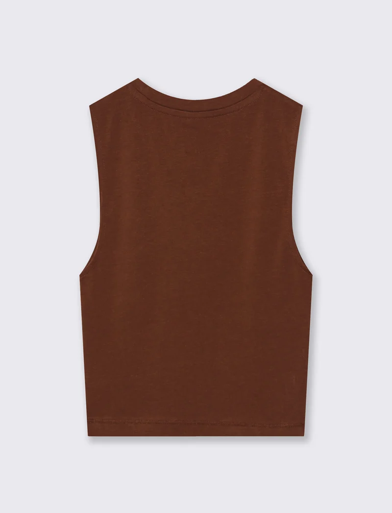 Canottiera Crop Basica - Marrone cioccolato