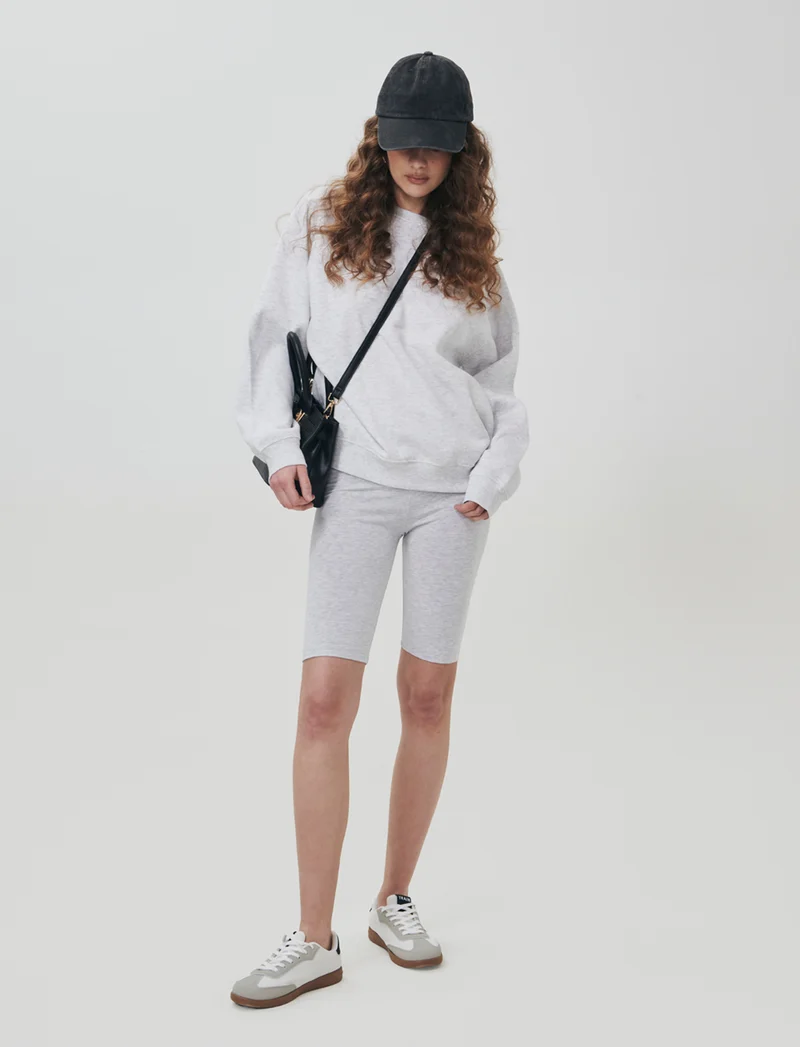 Leggings Ciclista con Fascia Elastico Vita - Grigio chiaro mel.