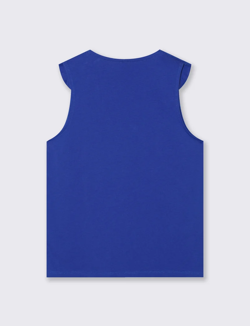 T-shirt in cotone con rouche V - Royal