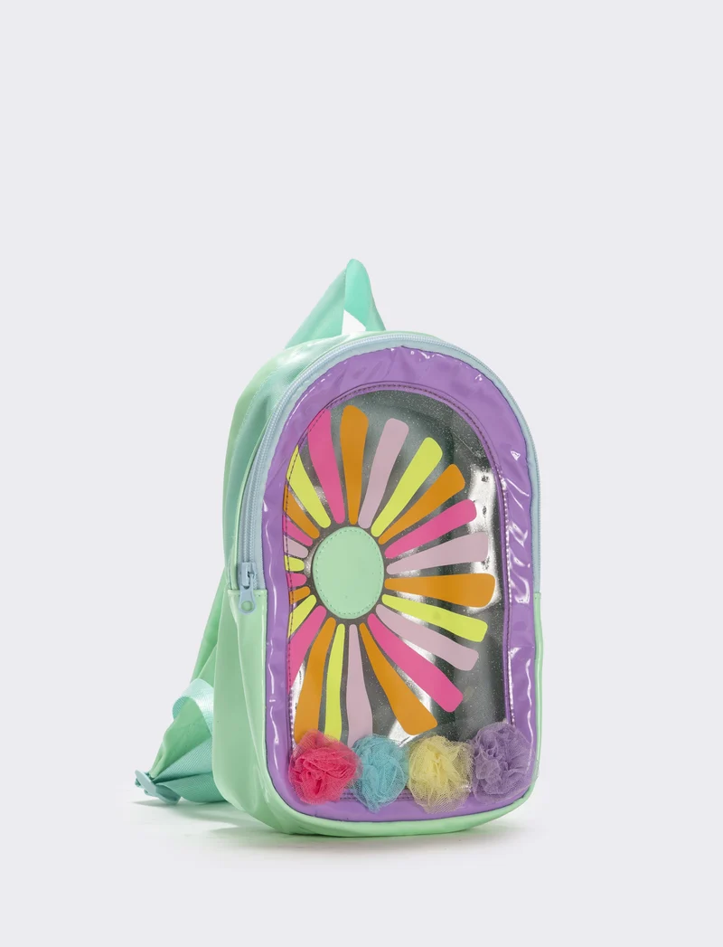 Zainetto trasparente con pon pon in tulle - Lilla