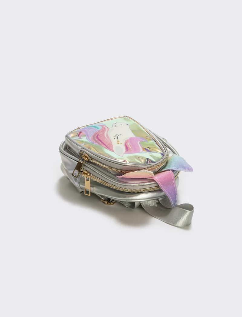 Zainetto unicorno con orecchie glitter - Argento