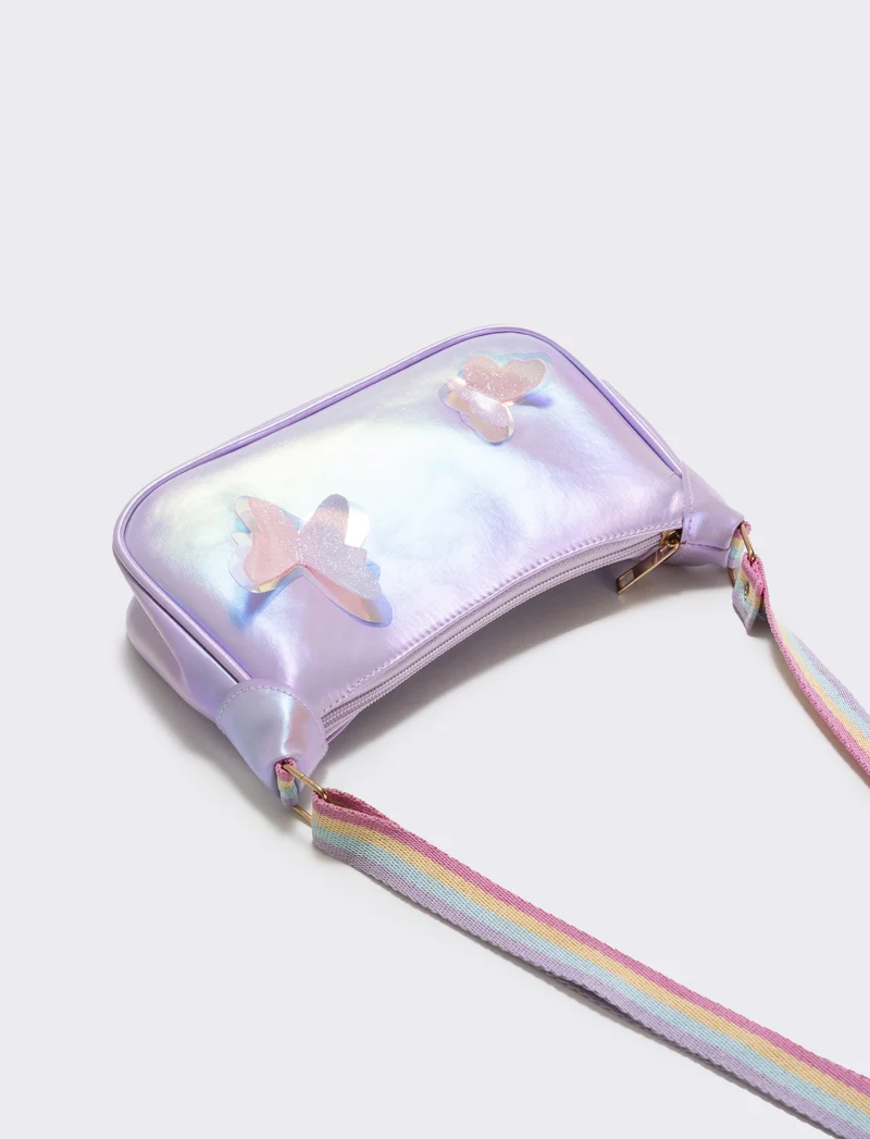 Borsetta rettangolare con farfalle glitter - Lilla